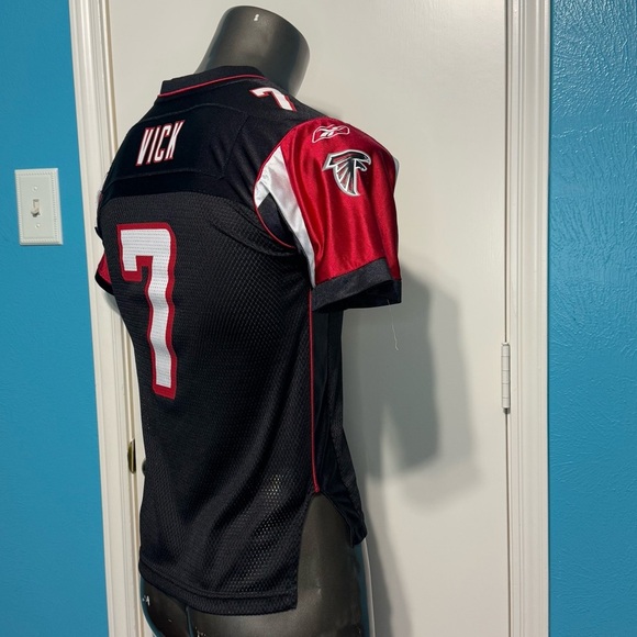 Reebok NFL Black and Red Football Jersey Atlanta Falcons Vick Kids Medium 10-12 - Picture 10 of 10